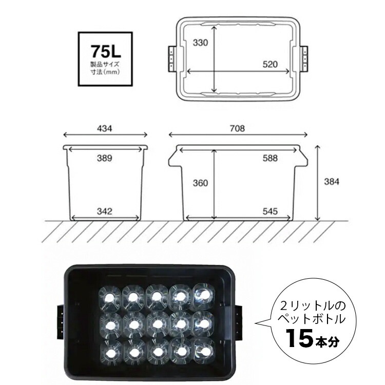 THOR LARGE TOTE DC 75L ライトグレー ２個 収納BOX THOR LARGE TOTE DC 75L ライトグレー フタ付き スクエア 収納