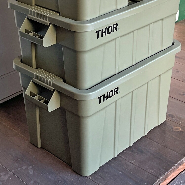 収納BOX THOR LARGE TOTE DC 75L オリーブ フタ付き スクエア 収納 コンテナ 大容量 人気 TRUST アメリカン雑貨