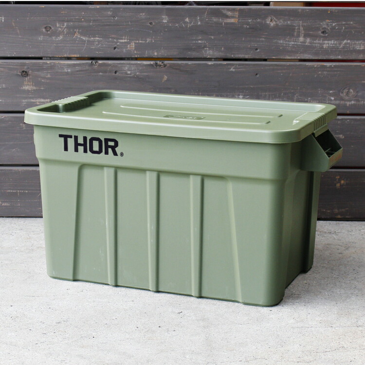 収納BOX THOR LARGE TOTE DC 75L オリーブ フタ付き スクエア 収納 コンテナ 大容量 人気 TRUST アメリカン雑貨