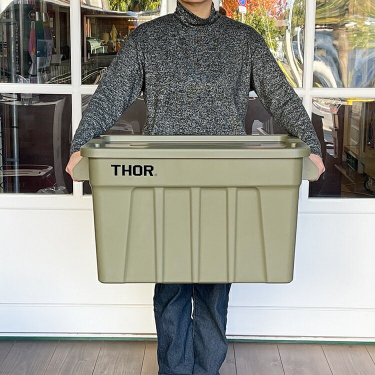 収納BOX THOR LARGE TOTE DC 75L オリーブ フタ付き スクエア 収納 コンテナ 大容量 人気 TRUST アメリカン雑貨