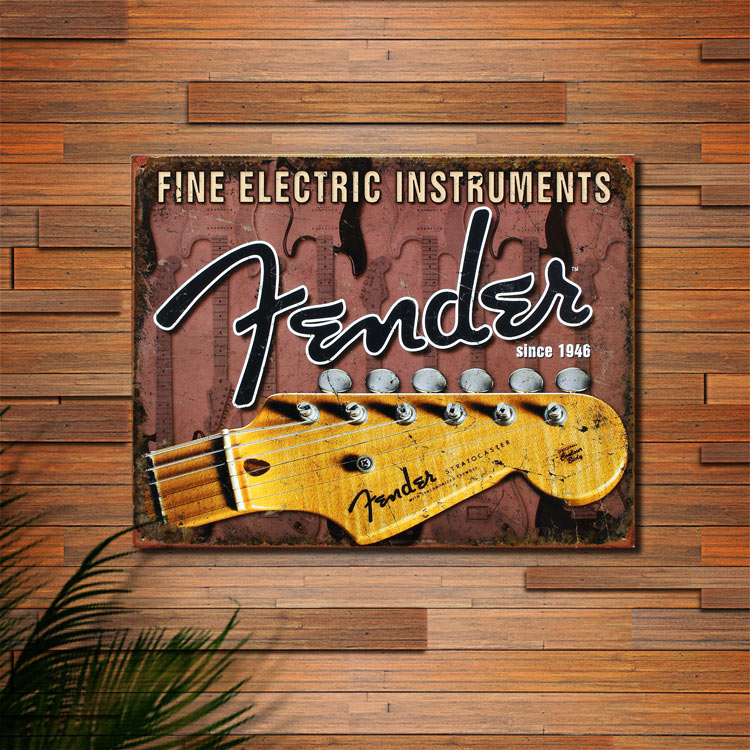 看板 メタルサイン Fenderフェンダー MS1763 幅40.5×高さ31.8cm ギター