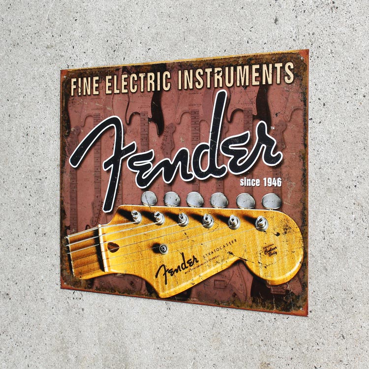 看板 メタルサイン Fenderフェンダー MS1763 幅40.5×高さ31.8cm ギター