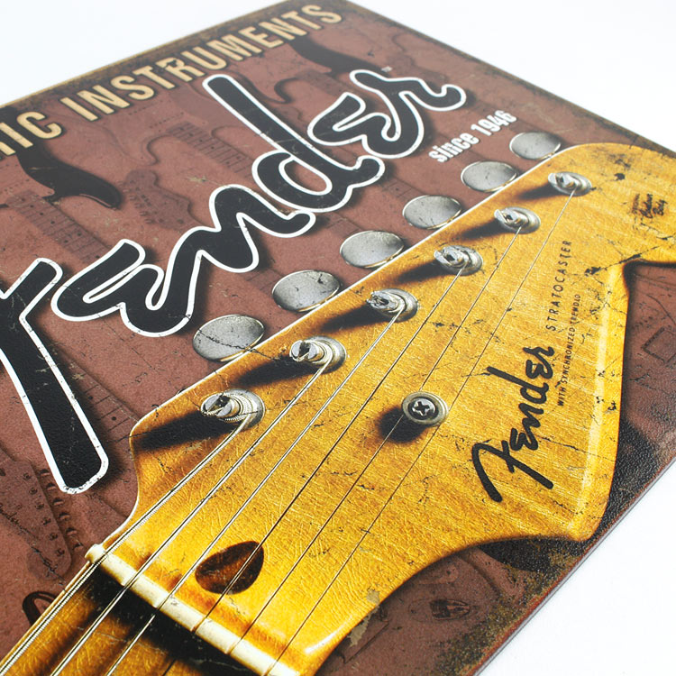 看板 メタルサイン Fenderフェンダー MS1763 幅40.5×高さ31.8cm ギター
