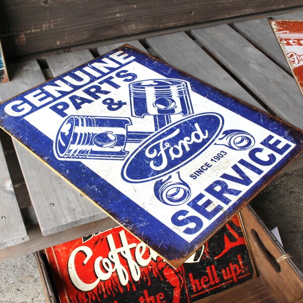 メタルサイン 「FORD SURVICE-PISTONS」 #2068 フォード 看板
