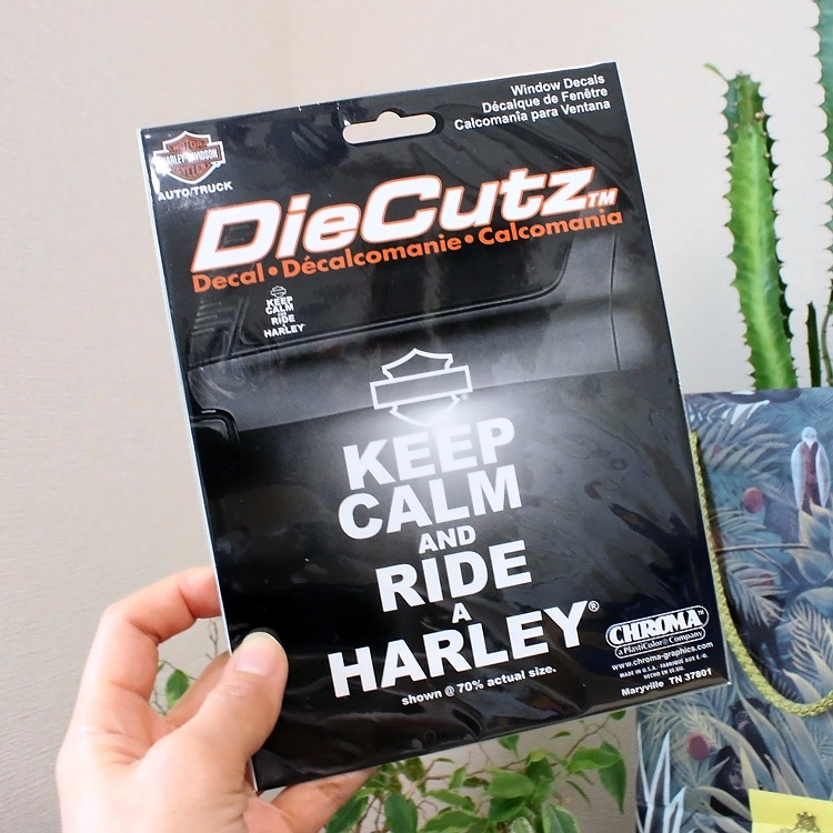 【メール便発送】ステッカー ハーレーダビッドソン ダイカット ウインドウデカール KEEP CALM AND RIDE CG40010 ビニル製 Harley-Davidson