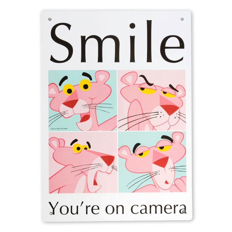 看板 プラスチック メッセージサインボード ピンクパンサー PP SMILE 縦33.5×横25.5cm アメリカ雑貨