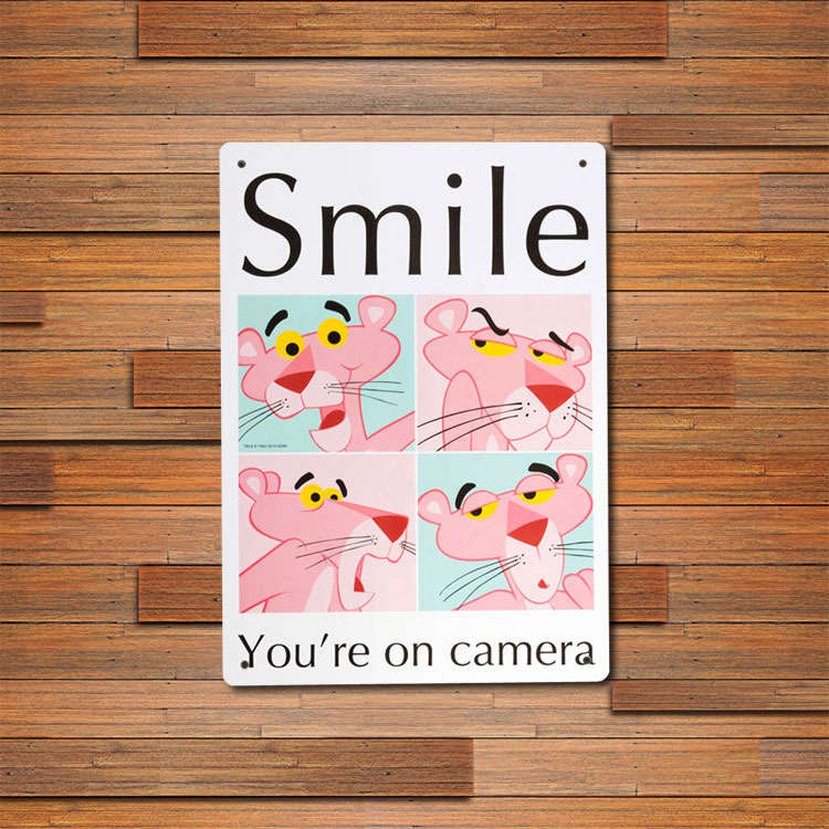 看板 プラスチック メッセージサインボード ピンクパンサー PP SMILE 縦33.5×横25.5cm アメリカ雑貨