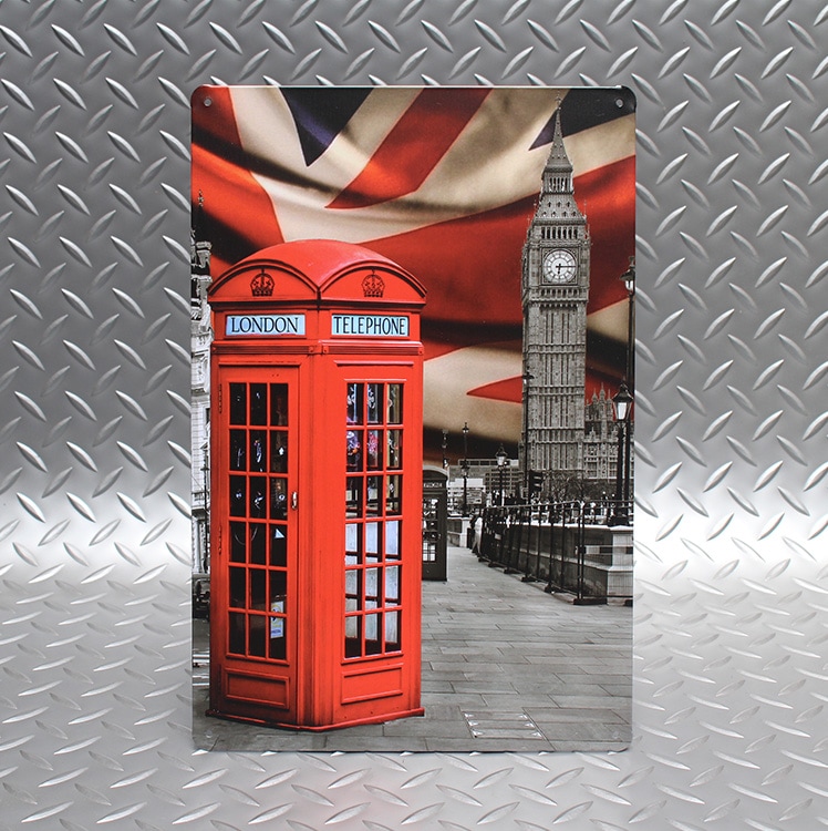 メール便発送】ティンプレート イギリス ロンドン 電話ボックス H30