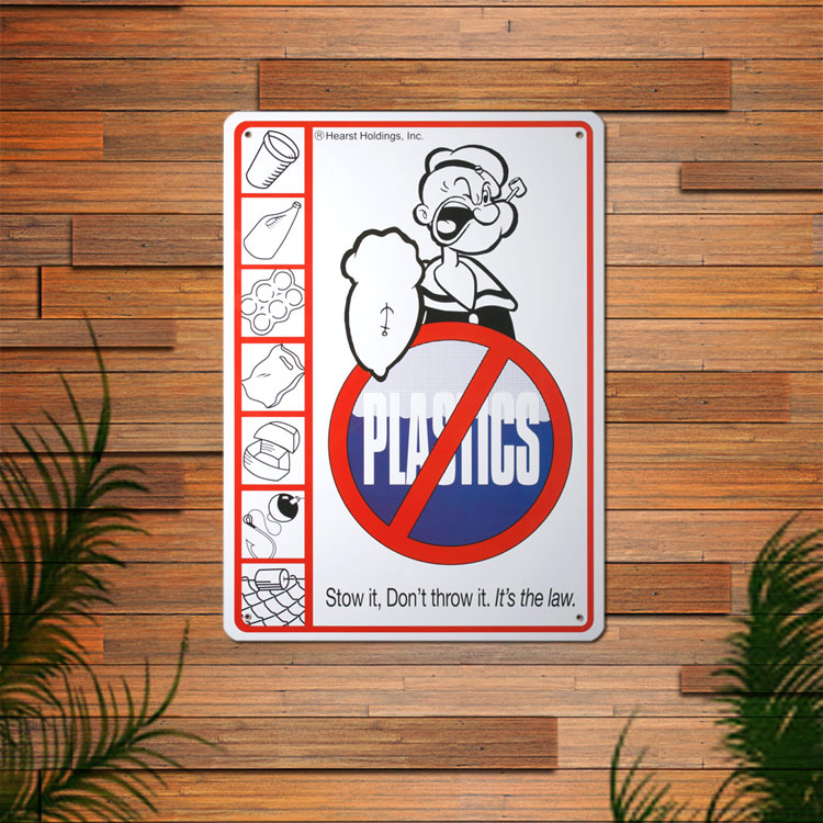 看板 プラスチックメッセージサイン ポパイ NOプラスチック 縦33.5×横