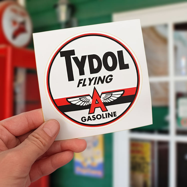 【メール便発送】ノスタルジックステッカー レーシングデカール TYDOL FLYING  φ9.6cm貼るだけで、ガレージが本場仕様。レーシングデザイン。