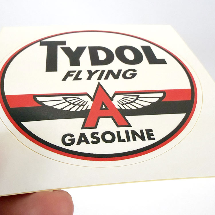 【メール便発送】ノスタルジックステッカー レーシングデカール TYDOL FLYING  φ9.6cm貼るだけで、ガレージが本場仕様。レーシングデザイン。