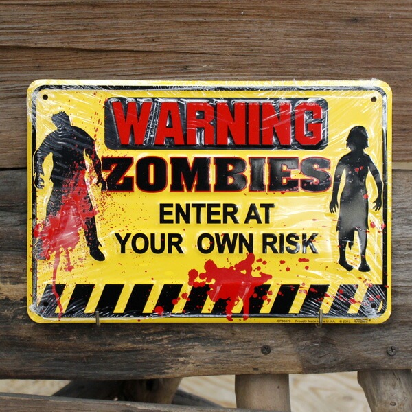 ティンサインプレート 「Warning Zombies」 #SPSZP5 ガレージング 看板