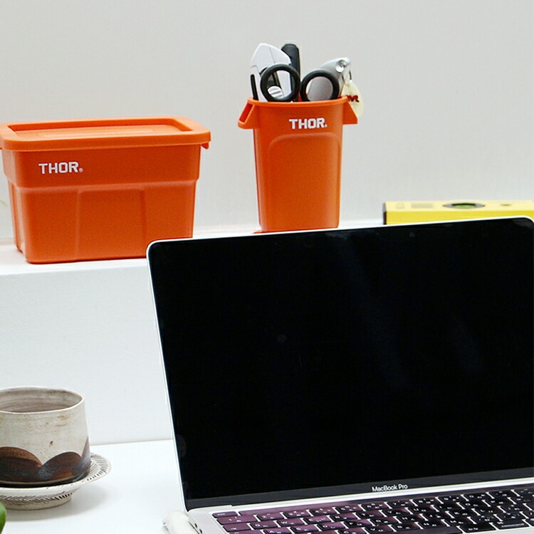 収納BOX THOR MINI ROUND CONTAINER DC ミニラウンドコンテナー ブラック フタ付き 丸型 収納 ペン立て 小物入れ