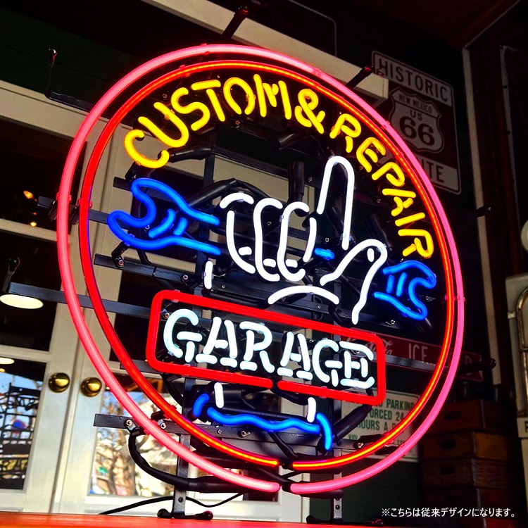 ネオンサイン CUSTOM&REPAIRE OPEN カスタムアンドリペア オープン ネオン管 照明 店舗装飾 インテリア ガレージング アメリカ雑貨 アメリカン雑貨