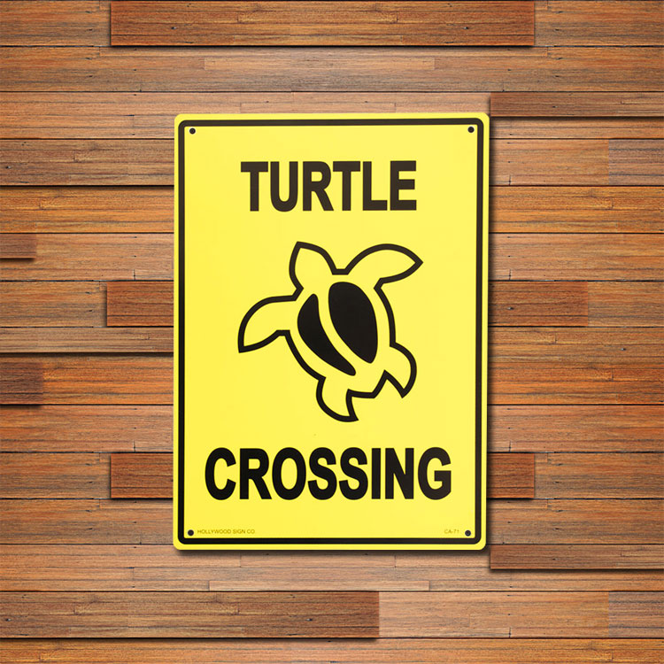看板 プラスチック メッセージサインボード TURTLE CROSSING CA-71 縦33.5×横25.5cm アメリカ雑貨