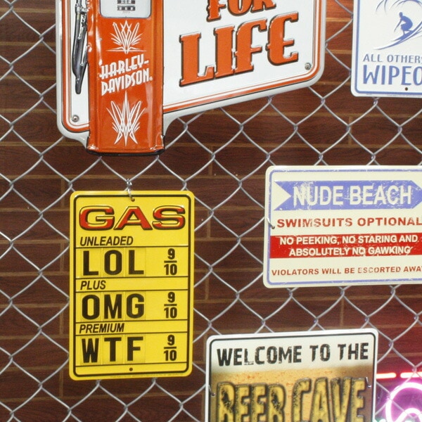 ファンサインプレート Gas LOL-OMG-WTF #SPSGG 看板 インテリア 店舗装飾 アメリカ雑貨 アメリカン雑貨