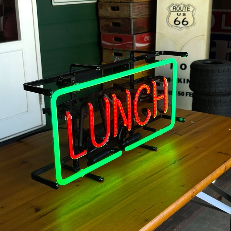 ネオンサイン LUNCH ランチ 高さ23.5×幅45.5×奥行き12.5cm