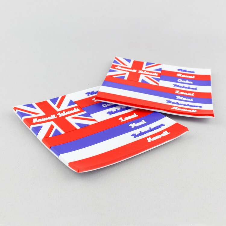 【メール便発送】ラバー製 コースター 2枚セット 「HAWAII Islands」 ハワイアンフラッグ 縦9.5×横9.5×厚み0.3cm ハワイ州 フラッグ柄 バーグッズ アメリカ雑貨 アメリカン雑貨