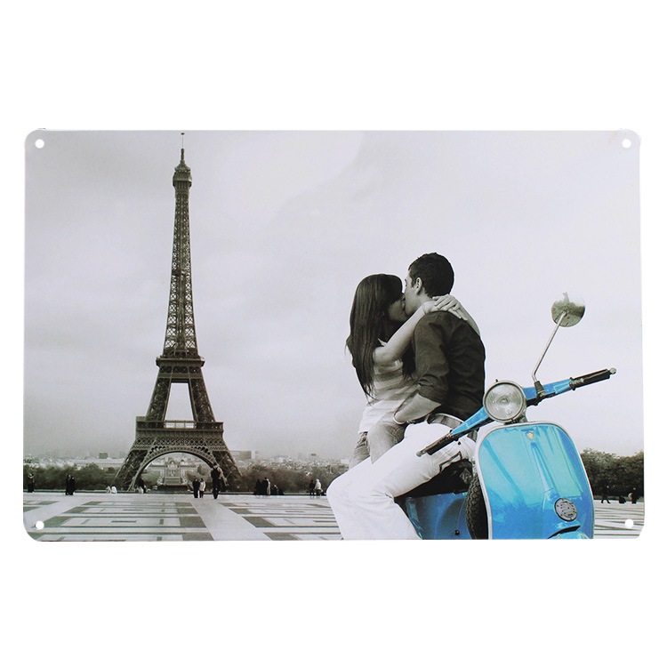 メール便発送】ティンプレート パリ エッフェル塔とカップル H20×W30cm