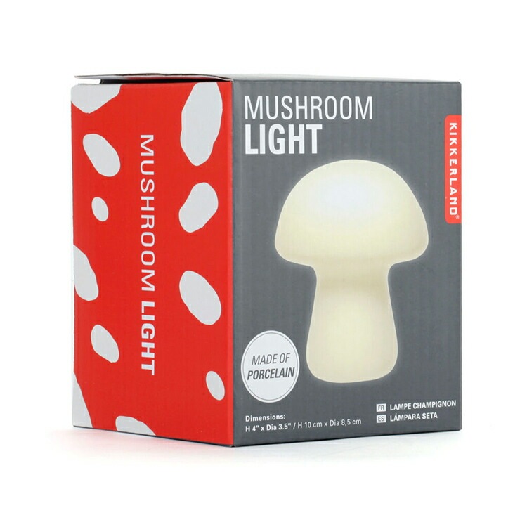 照明 マッシュルーム ライト S 直径7×高さ7cm 電池式 磁器 ライト きのこ キノコ おしゃれ インテリア アメリカン雑貨 アメリカ雑貨  KIKKERLAND キッカーランド