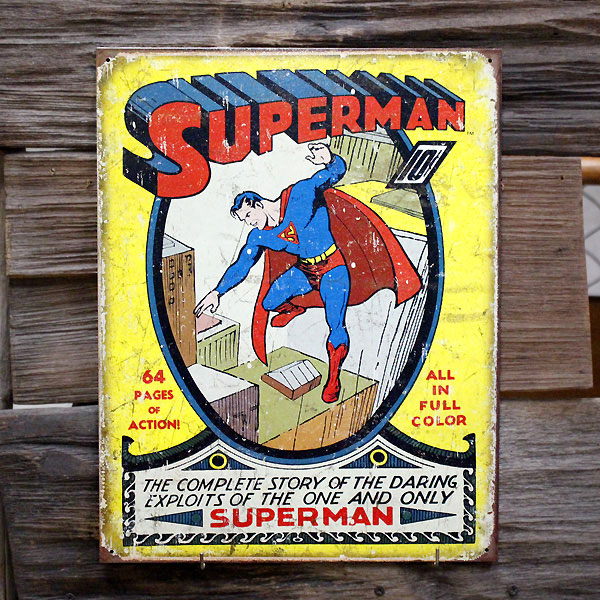メタルサイン 「スーパーマン #1 Cover」 #1968 Superman ブリキ看板 アメコミ アメリカ雑貨 アメリカン雑貨