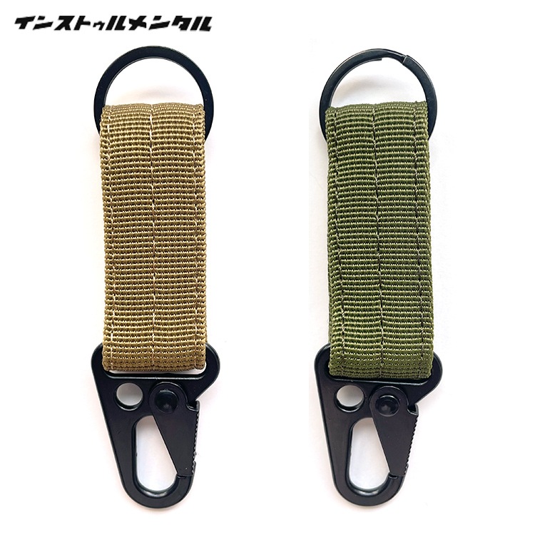 【メール便発送】キーホルダー IRON KEYHOLDER アイアンキーホルダー W3×H12cm 鉄製 カラビナ キーリング ミリタリー かっこいい インストゥルメンタル アメリカ雑貨 アメリカン雑貨丈夫で便利なカラビナ、ベルト付きキーリング。