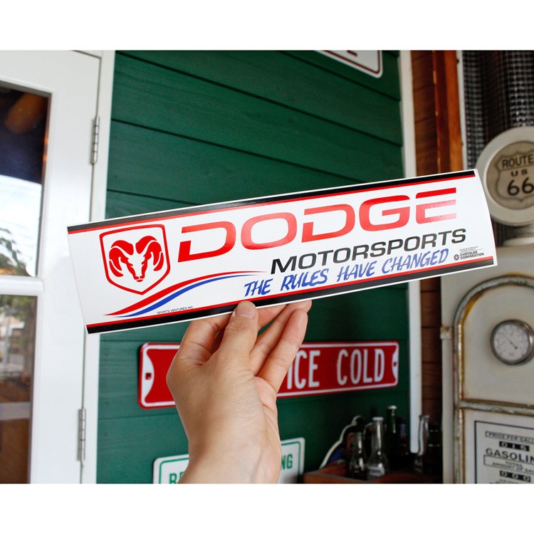 【メール便発送】レーシングデカール Dodge Motor Sports The Rules Have Changed / ダッジモータースポーツ H7.3×W30cm ビニル製 クライスラーオフィシャルグッズ
