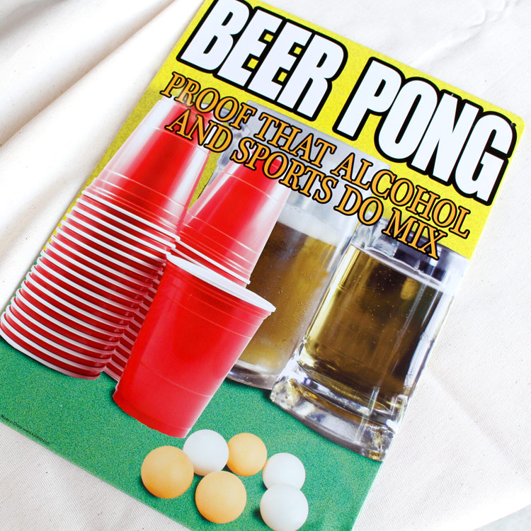 看板 ファンサイン BEER PONG 縦29.5×横21cm ブリキ製 おもしろ看板 店舗 ディスプレイ アメリカ雑貨