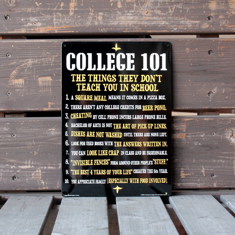 看板 ファンサイン COLLEGE 101 縦29.5×横21cm ブリキ製 おもしろ看板 店舗 ディスプレイ アメリカ雑貨