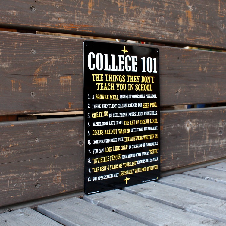 看板 ファンサイン COLLEGE 101 縦29.5×横21cm ブリキ製 おもしろ看板 店舗 ディスプレイ アメリカ雑貨