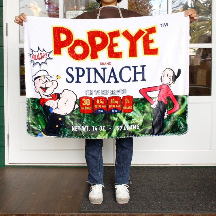 ボアブランケット POPEYE ポパイのほうれん草 高さ70×幅100cm ポリエステル製 フリース ブランケット 毛布 ひざ掛け 車内 オフィス 防寒 アメリカン雑貨
