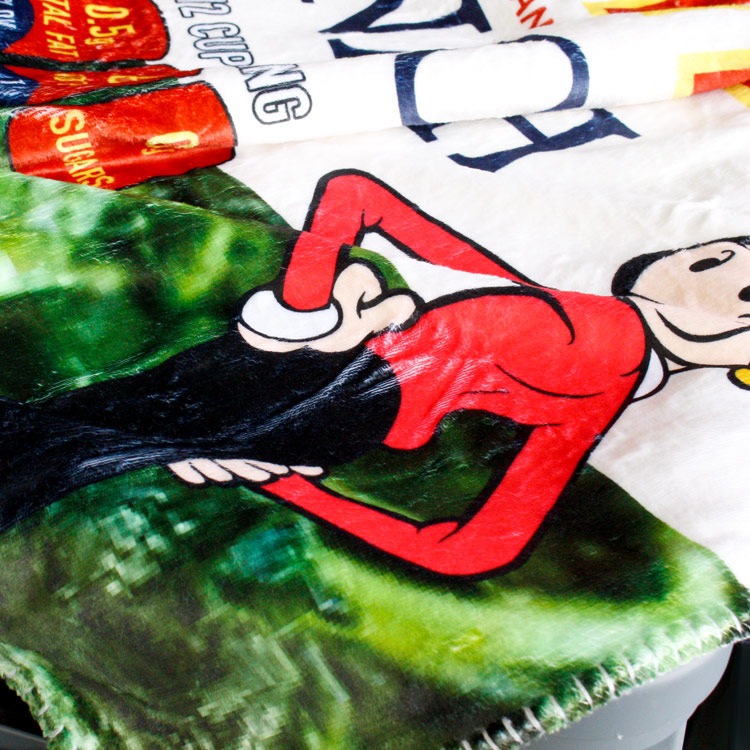 ボアブランケット POPEYE ポパイのほうれん草 高さ70×幅100cm ポリエステル製 フリース ブランケット 毛布 ひざ掛け 車内 オフィス 防寒 アメリカン雑貨