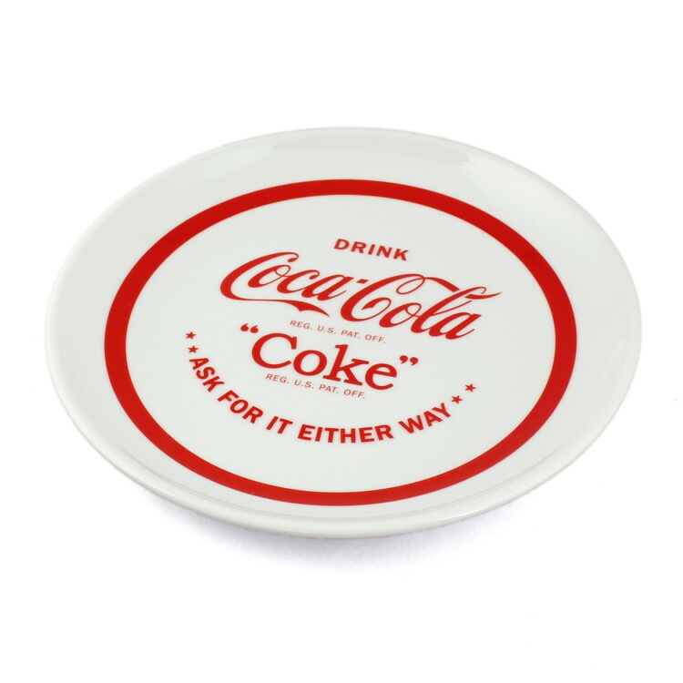 皿 プレート COCA-COLA コカ・コーラ (B) レッド文字 直径25.5cm 陶器