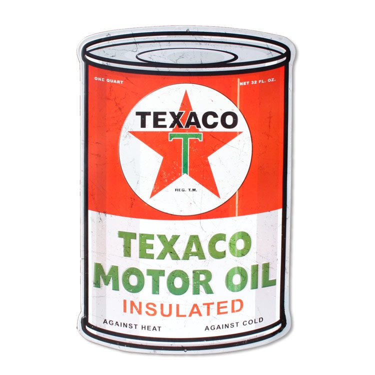 看板 USエンボスサイン BIG テキサコ 看板 OIL CAN 縦56×横36.5cm