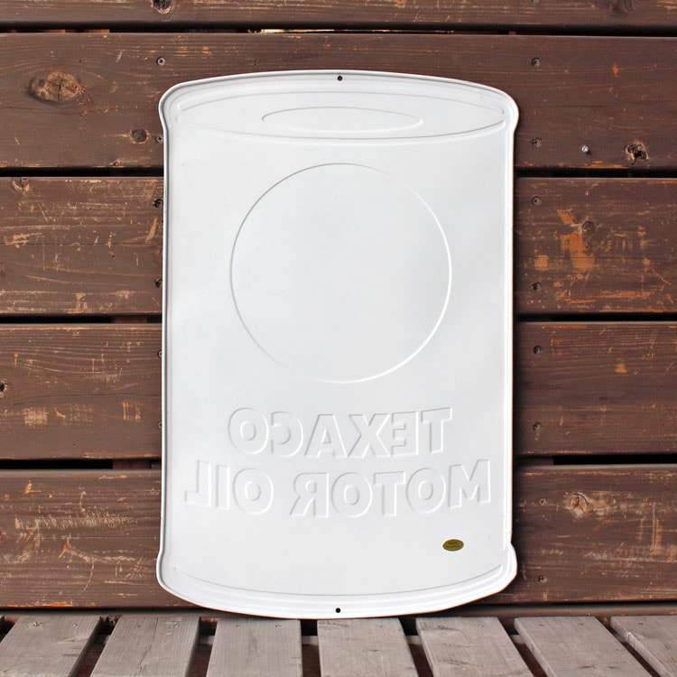 看板 USエンボスサイン BIG テキサコ 看板 OIL CAN 縦56×横36.5cm