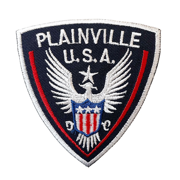【メール便発送】ワッペン PLANVILLE U.S.A 縦7.7×横7.2cm コットン製 刺繍 アイロンパッチ アイロン 大人向け パッチ 海外 アレンジ かっこいい アメリカン雑貨アイロンで手軽につけられる刺繍ワッペン。