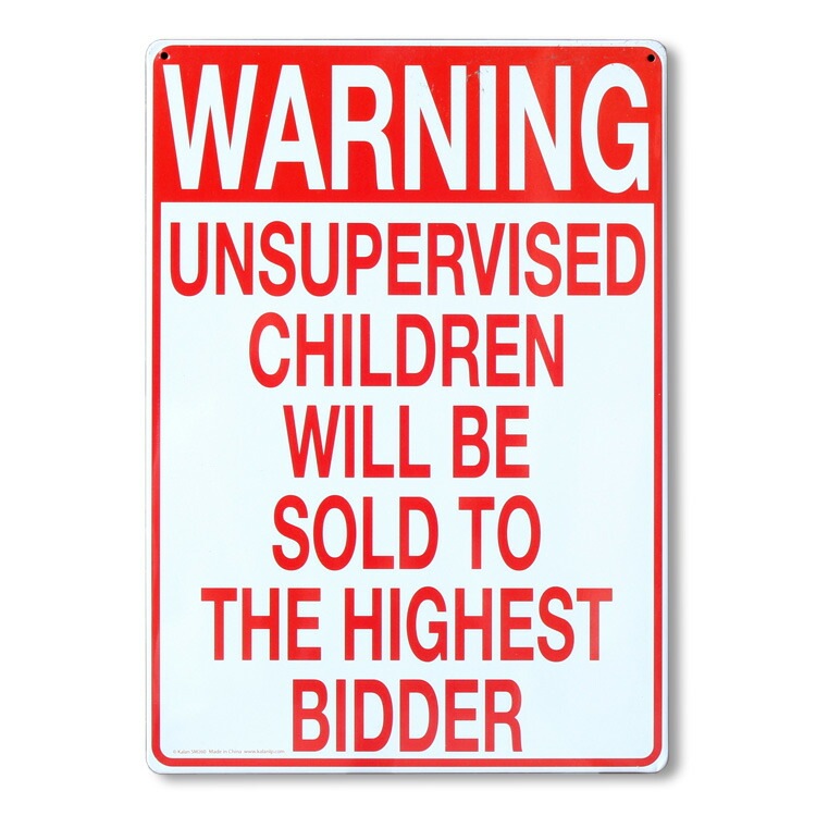 看板 ファンサイン WARNING UNSUPERVISED CHILDREN 縦29.5×横21cm ブリキ製 おもしろ看板 店舗 ディスプレイ アメリカ雑貨