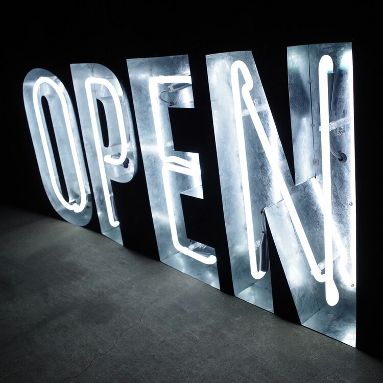 アメリカンサイン ウィズ ネオン 「OPEN」 ホワイトネオン インパクト