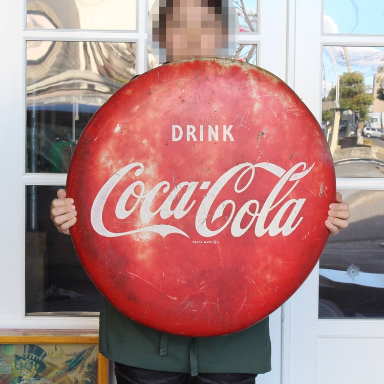 コカ・コーラ 丸型ホーロー看板 ボタンサイン Coca Cola 昭和レトロ