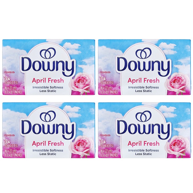 DOWNY ダウニー シート柔軟剤 エイプリルフレッシュの香り 34枚 乾燥機用 柔軟シート 8本セット 乾燥機用 柔軟シート アメリカ雑貨 アメリカン雑貨【4個 セット売り】