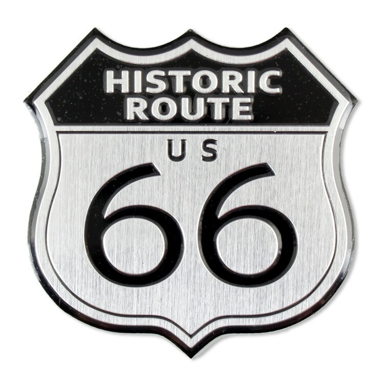 【メール便発送】ステッカー 車 シール アルミステッカー HISTORIC ROUTE 66 ルート66 縦7×横7cm カーアクセサリー アメリカン雑貨