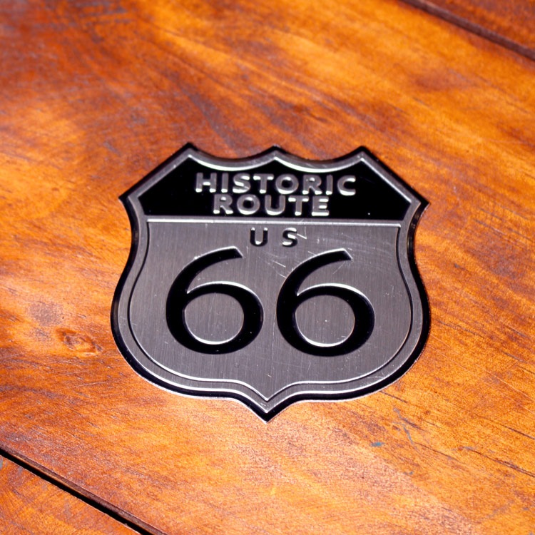 【メール便発送】ステッカー 車 シール アルミステッカー HISTORIC ROUTE 66 ルート66 縦7×横7cm カーアクセサリー アメリカン雑貨