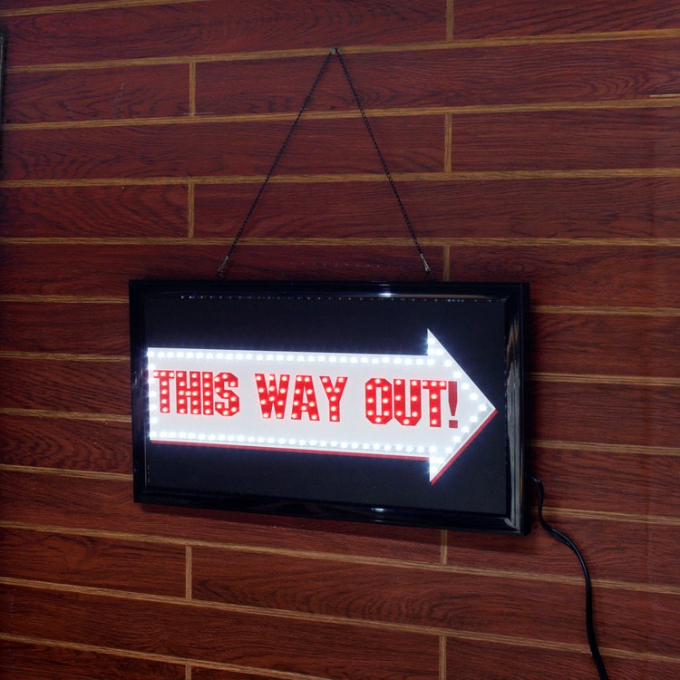 LEDサイン 「This Way Out 出口はこちら 」 #81568 幅48×高さ25×奥行2cm 中間スイッチ付き 看板 店舗 インテリア アメリカン雑貨