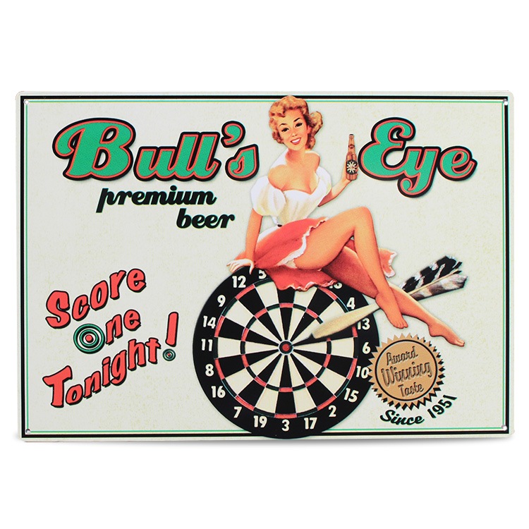 ブリキ 看板 ティンプレート Bull’s Eye ダーツ H29.8×W42.5cm ブリキ製 オシャレ 壁面 インテリア小物 アメリカン雑貨 アメリカ雑貨アメリカン 四角 かっこいい ヴィンテージ ビンテージ コンパクト 店舗 トイレ 玄関 リビング バー カフェ 輸入雑貨