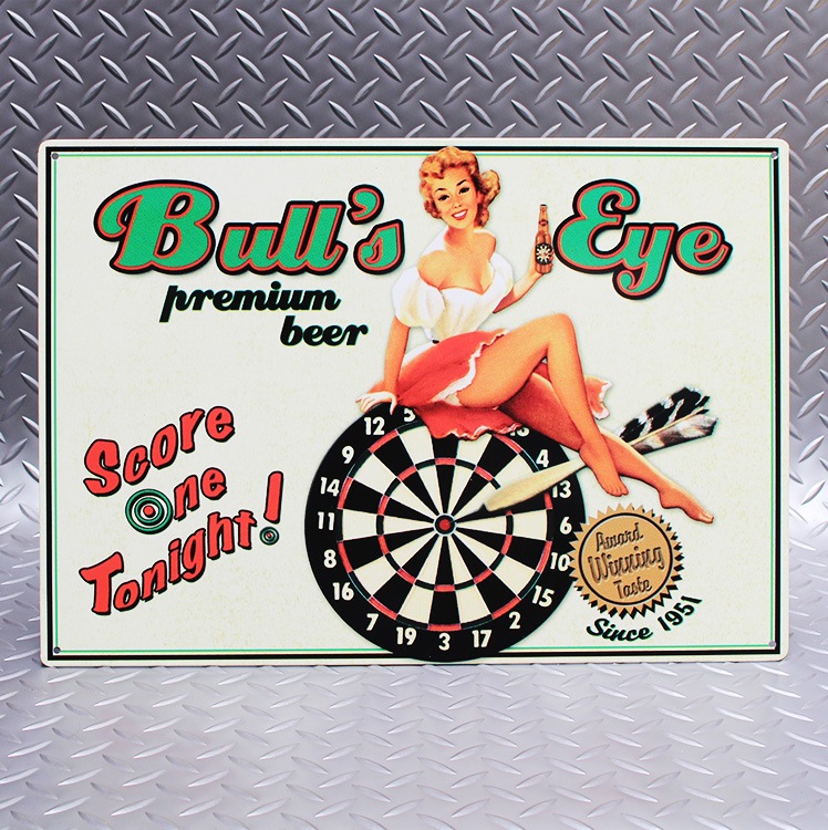 ブリキ 看板 ティンプレート Bull’s Eye ダーツ H29.8×W42.5cm ブリキ製 オシャレ 壁面 インテリア小物 アメリカン雑貨 アメリカ雑貨アメリカン 四角 かっこいい ヴィンテージ ビンテージ コンパクト 店舗 トイレ 玄関 リビング バー カフェ 輸入雑貨