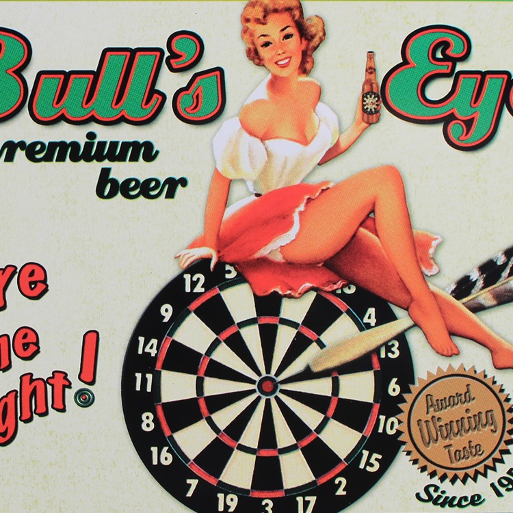 ブリキ 看板 ティンプレート Bull’s Eye ダーツ H29.8×W42.5cm ブリキ製 オシャレ 壁面 インテリア小物 アメリカン雑貨 アメリカ雑貨アメリカン 四角 かっこいい ヴィンテージ ビンテージ コンパクト 店舗 トイレ 玄関 リビング バー カフェ 輸入雑貨