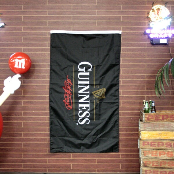 【メール便発送】アメリカンフラッグ Guinness （ギネス ） ビール バーグッズ 旗 インテリア アメリカ雑貨 アメリカン雑貨大きな旗でアメリカンガレージ＆ＢＡＲ風インテリアに！！