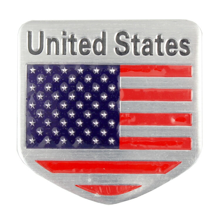 【メール便発送】ステッカー 車 シール アルミステッカー United States 縦5×横5cm アメリカンフラッグ 星条旗 ホームベース型 カーアクセサリー アメリカン雑貨