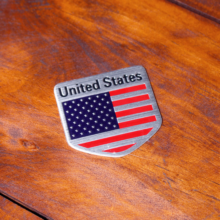 【メール便発送】ステッカー 車 シール アルミステッカー United States 縦5×横5cm アメリカンフラッグ 星条旗 ホームベース型 カーアクセサリー アメリカン雑貨