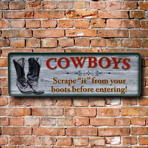 【メール便発送】ティンプレート（S) COWBOYS (Boots) 縦9×横27cm ブリキ看板 インテリア アメリカ雑貨